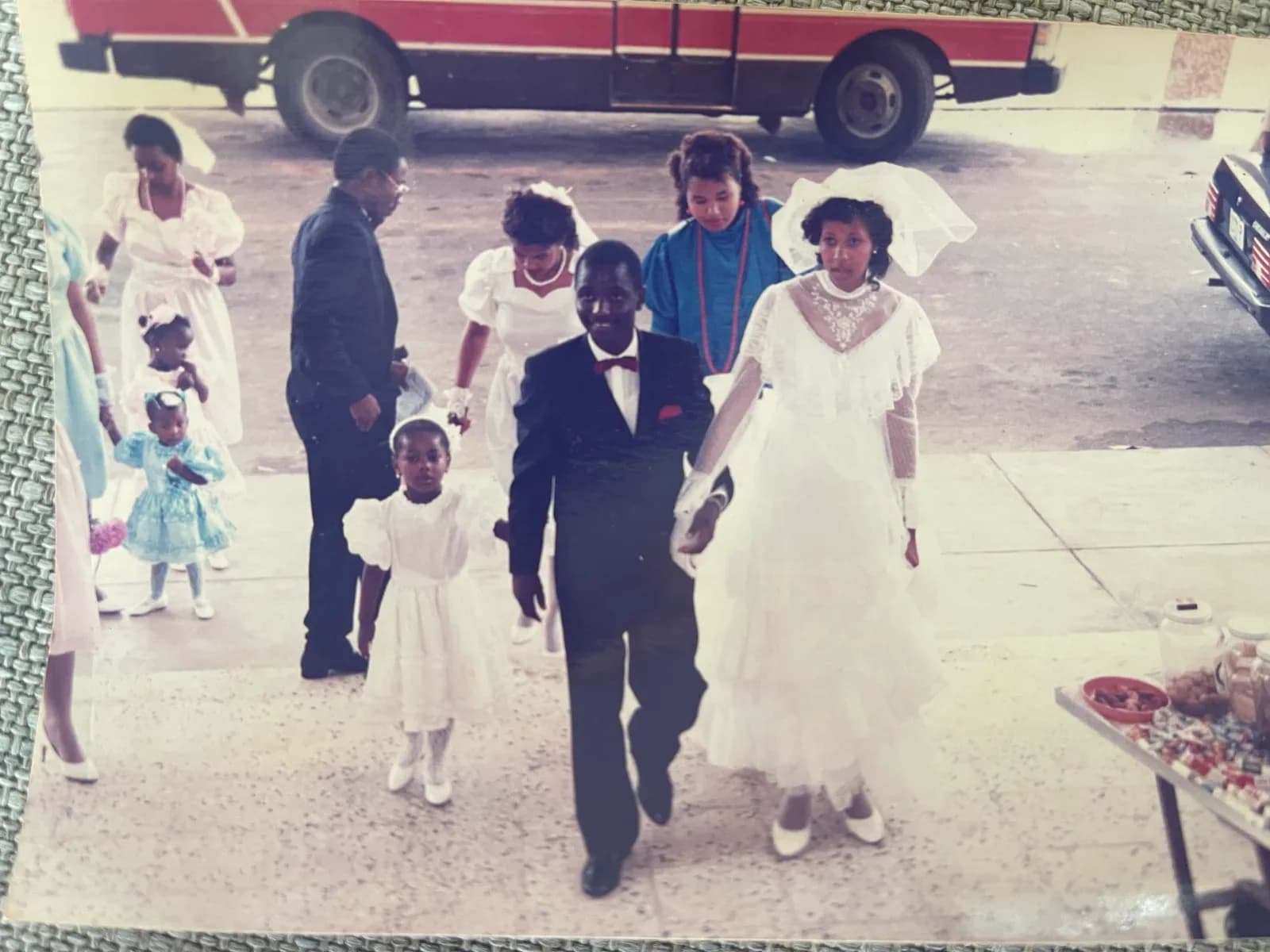A real wedding procession in Monrovia, Liberia — the family photograph a book began with
